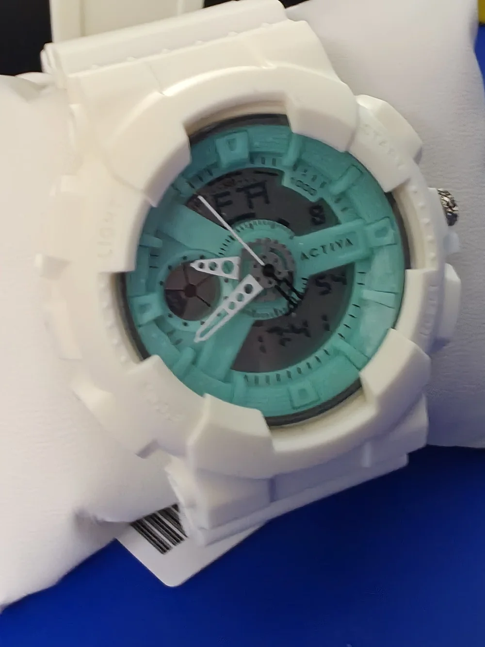 Activa White and Teal Sport Watch